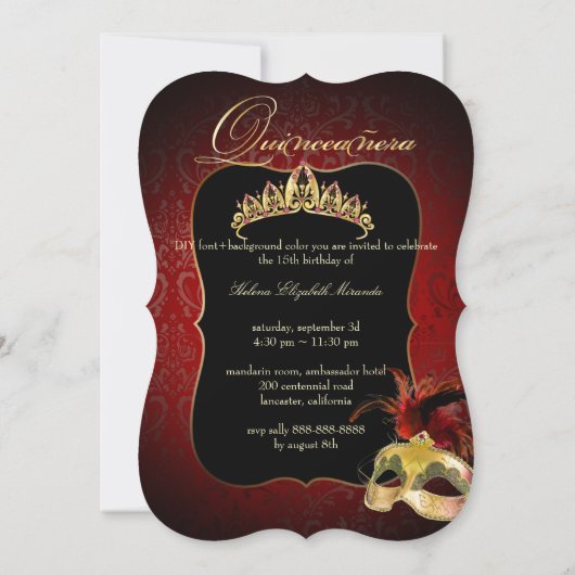 Invitation PixDezines Rossi Damask/Masquerade/do-it-yourself/ (Dos)