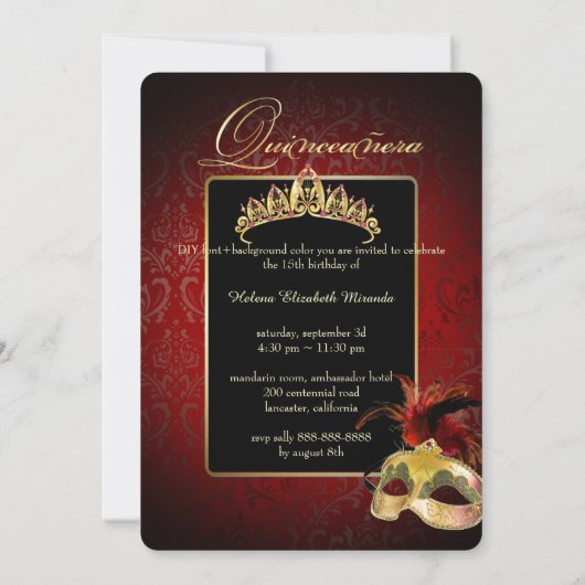 Invitation PixDezines Rossi Damask/Masquerade/DO-IT-YOURSELF/ (Dos)