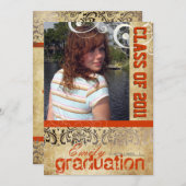 Invitation PixDezines, Rossi Damask Vintage (Devant / Derrière)