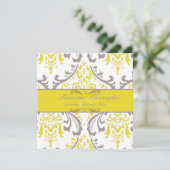 Invitation PixDezines Rossi Damask, Yellow+Mauve (Debout devant)