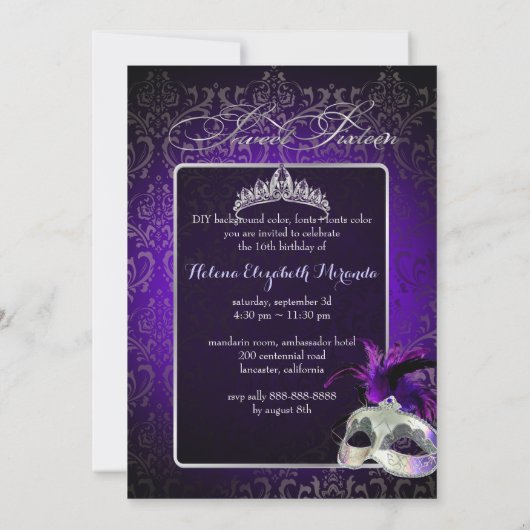 Invitation PixDezines Rossi Sweet 16 Masquerade/DO-IT-YOURSEL (Dos)