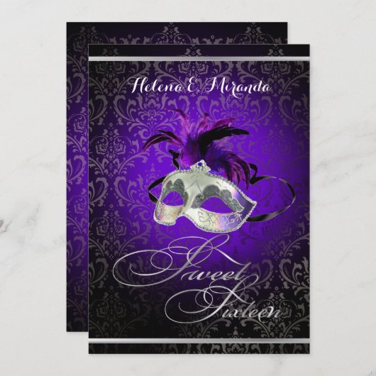 Invitation PixDezines Rossi Sweet 16 Masquerade/DO-IT-YOURSEL (Devant / Derrière)