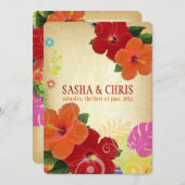 Invitation PixDezines rouge+hibiscus orange+monstère (Devant / Derrière)