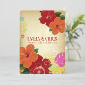 Invitation PixDezines rouge+hibiscus orange+monstère (Debout devant)