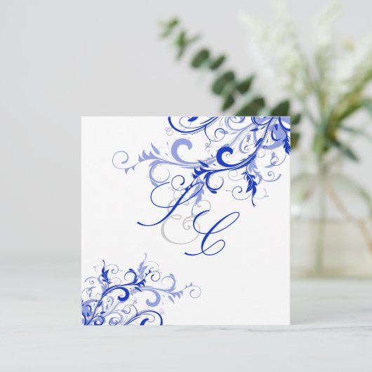 Invitation PixDezines Royal Blue Swirls/Arrière - plan DO-IT- (Debout devant)