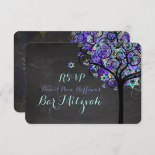 Invitation PixDezines rsvp arbre de vie Bat mitzvah