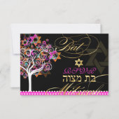 Invitation PixDezines rsvp arbre de vie/Étoiles, Bat mitzvah (Devant)