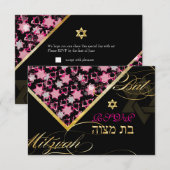 Invitation PixDezines rsvp grunge stars/Bat mitzvah (Devant / Derrière)