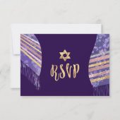 Invitation PixDezines rsvp mitzvah/Purple Tallit (Devant)