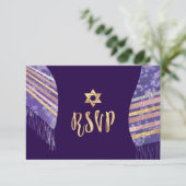 Invitation PixDezines rsvp mitzvah/Purple Tallit (Debout devant)