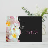 Invitation PixDezines rsvp pour 5x7 Rose Plumeria/plage (Debout devant)