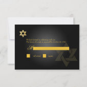 Invitation PixDezines rsvp Star, Bar Mitzvah/noir+or (Dos)