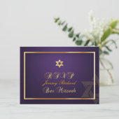 Invitation PixDezines rsvp Star, Bar Mitzvah/plum+or (Debout devant)