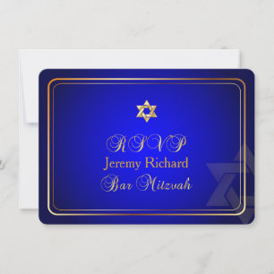 Invitation PixDezines rsvp Star, Bar Mitzvah/royal bleu+or