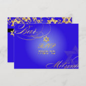 Invitation PixDezines rsvp Star of David, Bar Mitzvah/blue (Devant / Derrière)