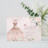 Invitation PixDezines RSVP Sweet 16 Dusty Rose Gown (Debout devant)