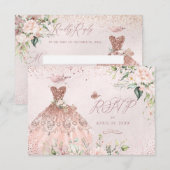 Invitation PixDezines RSVP Sweet 16 Dusty Rose Gown (Devant / Derrière)