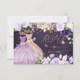 Invitation PixDezines RSVP Twins Quinceanera Rose Gold Lilac