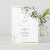 Invitation PixDezines Rustic Watercolor Eucalyptus Baptism (Debout devant)