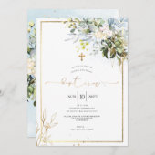Invitation PixDezines Rustic Watercolor Eucalyptus Baptism (Devant / Derrière)