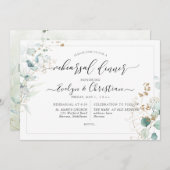 Invitation PixDezines Rustique Aquarelle Gum Eucalyptus Invit (Devant / Derrière)