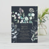 Invitation PixDezines Rustique Eucalyptus Bleu Marine Fête de (Debout devant)