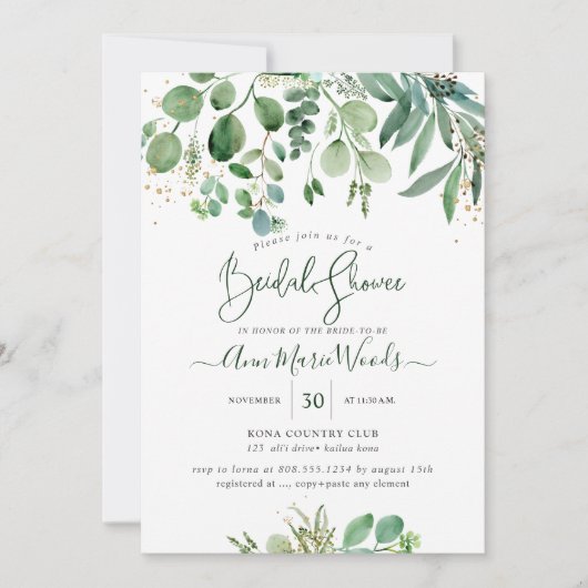 Invitation PixDezines Rustique Eucalyptus Fête des mariées (Devant)