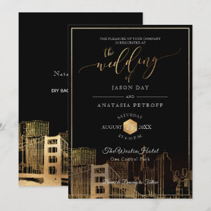 Invitation PixDezines San Fran Skyline/Faux Gold/do-it-yourse
