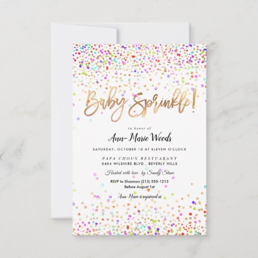 Invitation PixDezines Saupoudré Confetti Baby Sprinkle! (Devant)