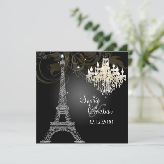 Invitation PixDezines SILVER EIFFEL+LUSTRE CRYSTAL (Debout devant)