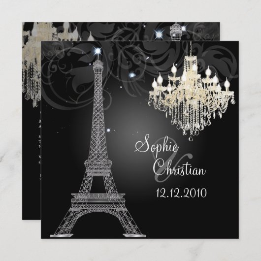 Invitation PixDezines SILVER EIFFEL+LUSTRE CRYSTAL (Devant / Derrière)