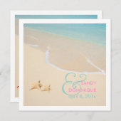 Invitation PixDezines Starfish + plage/mariage tropical (Devant / Derrière)
