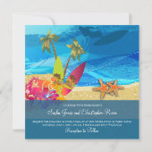 Invitation PixDezines Surfeurs rétro, couleur de destination/ (Dos)