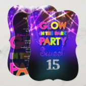 Invitation PixDezines Sweet 15/Fête de Glow (Devant / Derrière)