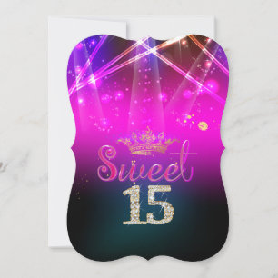 Invitation PixDezines Sweet 15, Luminaires Laser/Nil