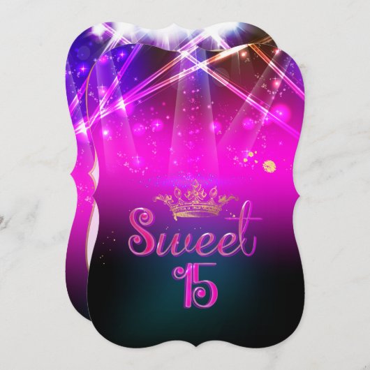 Invitation PixDezines Sweet 15, Luminaires Laser/Nil (Devant / Derrière)