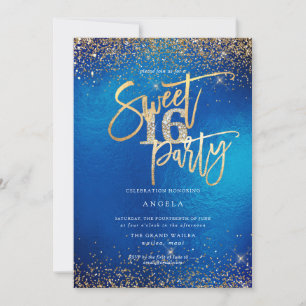 Invitation PixDezines Sweet 16 Diamant Pailleté Bleu