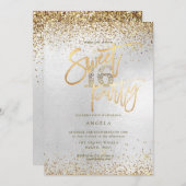 Invitation PixDezines Sweet 16 Diamond Silver Parties scintil (Devant / Derrière)