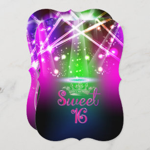 Invitation PixDezines Sweet 16, Laser Lights/Neon Lights