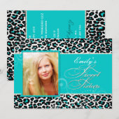 Invitation PixDezines sweet 16/léopard sarcelle (Devant / Derrière)