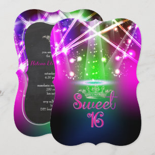 Invitation PixDezines Sweet 16, lumières laser/lumières néon