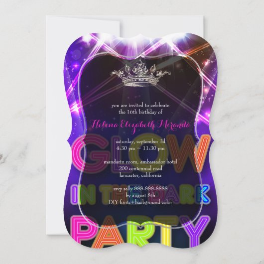 Invitation PixDezines Sweet 16, Luminaires Laser/Fête Laser (Dos)