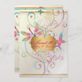 Invitation PixDezines Sweet 16/Papillons+Dragonfly+Rainbows (Devant / Derrière)