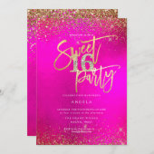 Invitation PixDezines Sweet 16 Parties scintillant Diamond Aq (Devant / Derrière)
