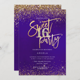Invitation PixDezines Sweet 16 Parties scintillant Diamond Or