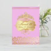 Invitation PixDezines Sweet 16/ princesse/rose+damas or (Debout devant)