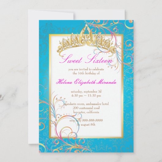Invitation PixDezines Sweet 16/Rainbow Swirls (Dos)