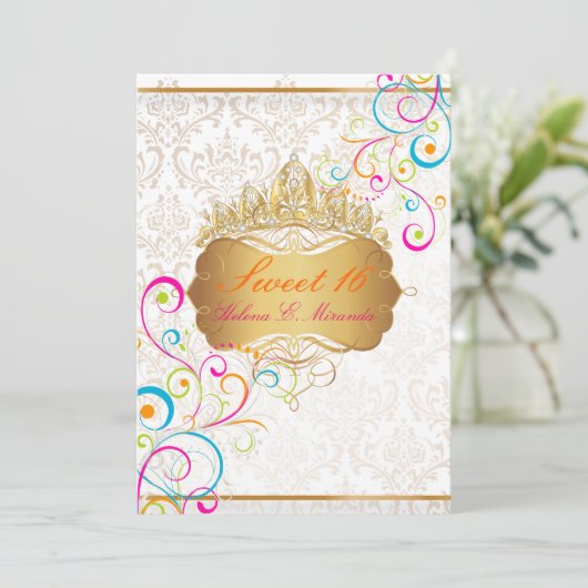 Invitation PixDezines Sweet 16/Rainbow Swirls/DO-IT-YOURSELF  (Debout devant)