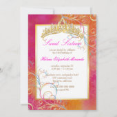 Invitation PixDezines SWEET 16, RAINBOW SWIRLS/ROSSI DAMASK (Dos)