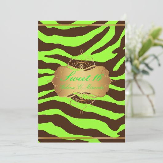 Invitation PixDezines SWEET 16/ZEBRA BROWN/DO-IT-YOURSELF NEO (Debout devant)